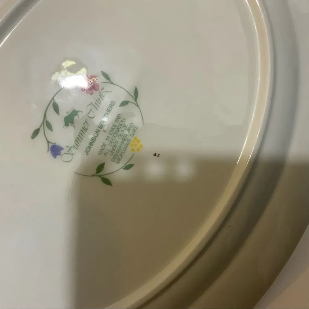 Johnson Brothers Summer Chintz oval platter Pink Flower Ridged Border England